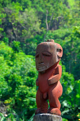 Sticker - South Pacific, French Polynesia, Tahiti. Open air Tiki Temple park, ancient site use for royal ceremonies (aka Marae Arahurahu).