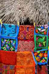 Sticker - Central America, Panama, San Blas Islands (aka Kuna Yala). Colorful hand stitched molas made by the Kuna Indians.