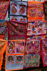 Sticker - Central America, Panama, San Blas Islands (aka Kuna Yala). Colorful hand stitched molas made by the Kuna Indians.