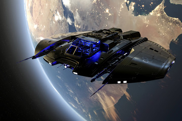 Wall Mural - spaceship is taking off from earth two