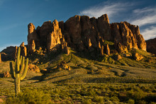 Sunset, Flat Iron Mountain, Lost Dutchman State Park, Apache Junction, Arizona, USA
