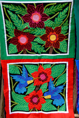 Sticker - Central America, Panama, San Blas Islands (aka Kuna Yala). Colorful hand stitched molas made by the Kuna Indians.