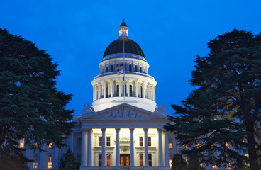 Wall Mural - USA, Arkansas, Little Rock. The state Capitol Building lit at twilight. 