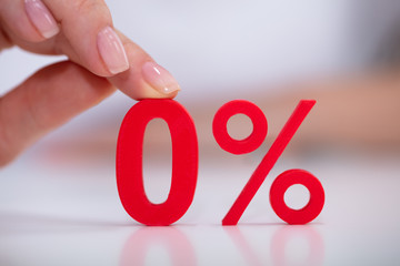 Woman Holding Zero Percentage Icon