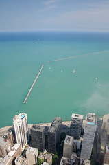 Wall Mural - Illinois, Chicago, John Hancock Observatory, 875 N. Michigan Ave. Lake Michigan view from landmark 94-floor building.