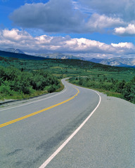 Poster - USA, Montana, Glacier NP. A rural highway takes visitors into spectacular Glacier National Park, Montana.