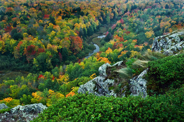 Sticker - USA, Michigan, Upper Peninsula. Overlook of river in fall. Credit as: Nancy Rotenberg / Jaynes Gallery / DanitaDelimont.com