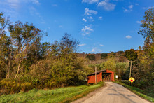 Kidwell Covered Bridge Built In 1880 Over Sunday Creek In Athens County, Ohio, USA