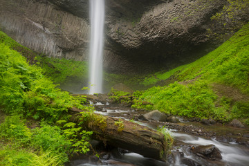 Sticker - USA, Oregon, Columbia River Gorge. Latourell Falls and stream. Credit as: Don Grall / Jaynes Gallery / DanitaDelimont. com