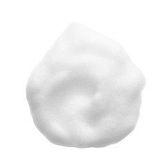 Wall Mural - White cleanser foam texture isolated on white background. Cosmetic mousse, soap, shampoo suds