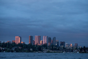 Poster - USA, Washington State, Bellevue. Skyline from Lake Washington.