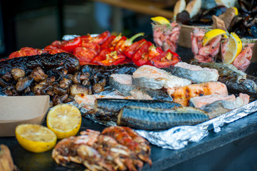 Wall Mural - Fresh street food closeup .