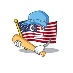 Poster - Playing baseball flag america isolated in the cartoon