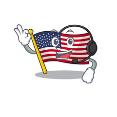 Sticker - With headphone american flag folded above character tables