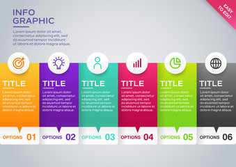 Canvas Print - Business Infographic template with 6 options steps