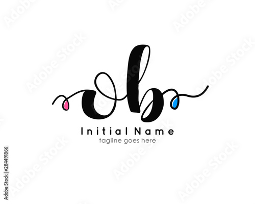 Fotografía O B OB Initial brush color logo template vetor