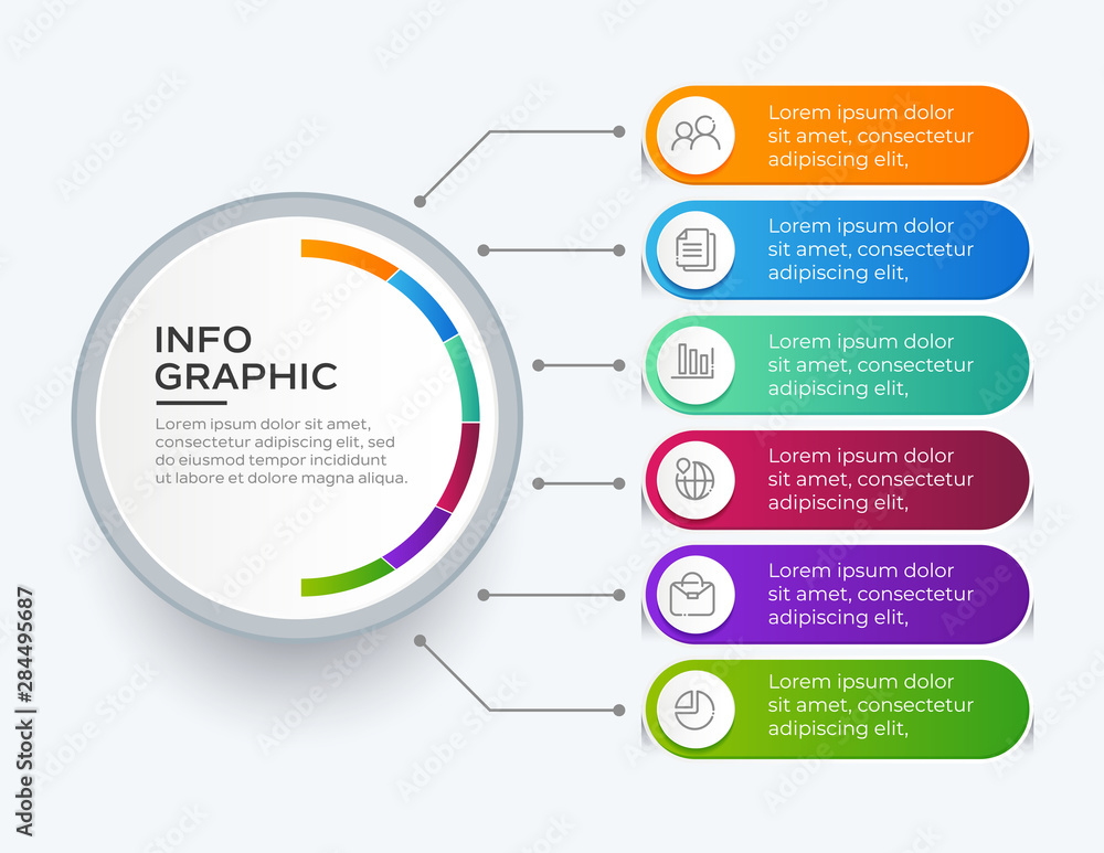 Vector illustration infographics 6 options. Template for business or presentation - obrazy, fototapety, plakaty 