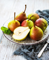 Fresh pears on a table