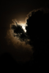 Moon light behind cloud