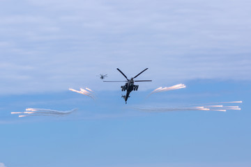 Wall Mural - Two military helicopters in sky