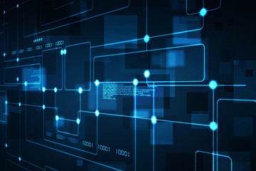 2d illustration Abstract futuristic electronic circuit technology background