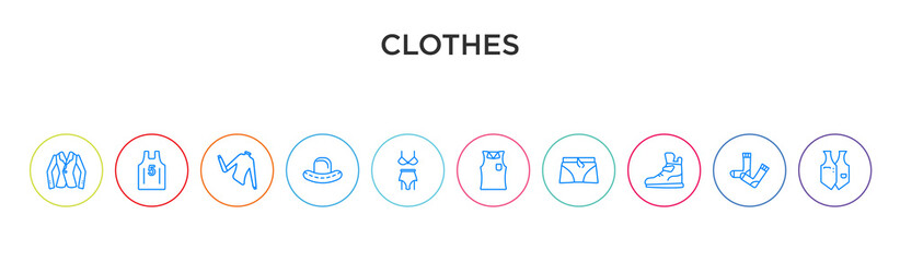 Wall Mural - clothes concept 10 outline colorful icons