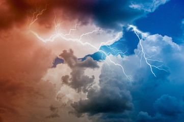 Wall Mural - thunderstorm lightning bolt, stormy clouds