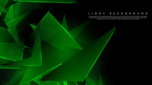 Triangular Background. Abstract Composition Of 3D Triangles. The Geometric Background Of Modern Green Is Insulated Black