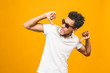 © denis_vermenko - Cool afro american man wearing sunglasses over isolated background, having successful idea. Exited and happy. Number one. Thumbs up.