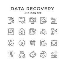 Set Line Icons Of Data Recovery