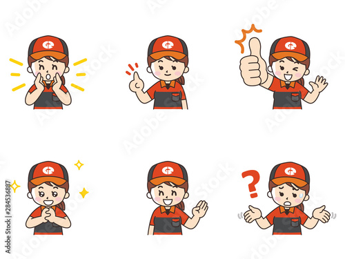 ガソリンスタンド店員の女性セット Stock ベクター Adobe Stock