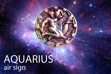 Wall Mural - zodiac sign symbol aquarius over stars and galaxy like astrology concept