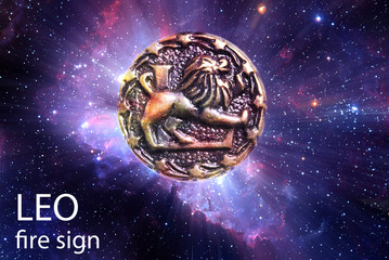 Wall Mural - zodiac sign symbol leo lion over stars and galaxy like astrology concept