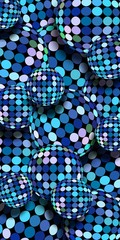 Sticker - New Yearl brilliance balls abstract vertical banner. Blue glitter mosaic spheres abstract pattern. Festive creative background.