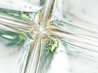 Wall Mural - Green and gold fractal cross, digital artwork for creative graphic design
