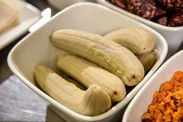 Green Boiled Bananas in a Bowl