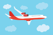 Flying Airplane Express Delivery Shipping  Concept. Vector Illustration