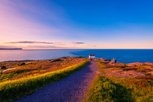 View Of Cape Spear Lighthouse National Historic Site At Newfoundland Canada During Sunset