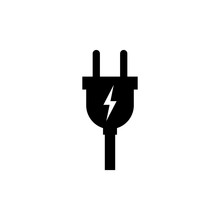 Electric Plug Vector Icon Isolated On White Background