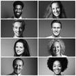 © Djomas - Beautiful commercial happy people in a row black and white
