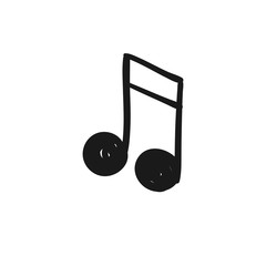 Music note doodle icon, hand drawn musical symbol