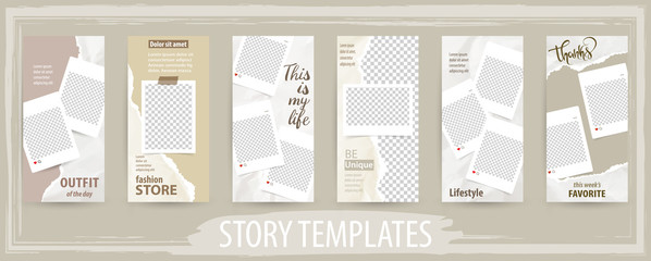Trendy editable template for social networks stories, vector illustration.