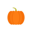 Pumpkin icon. Vector. Autumn Halloween or Thanksgiving pumpkin symbol. Flat design. Orange squash silhouette isolated on white background. Cartoon colorful illustration.