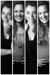 Wall Mural - Group of strong women in front of a dark background