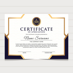 elegant blue and gold diploma certificate template. Use for print, certificate, diploma, graduation