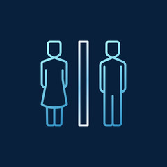 Poster - WC concept outline colored icon - vector Man and Woman Toilet sign on dark background