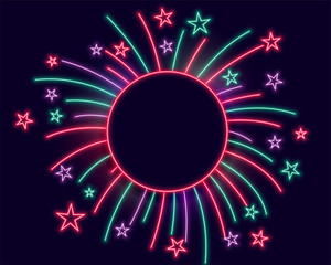 Canvas Print - fireworks neon lights frame with text space