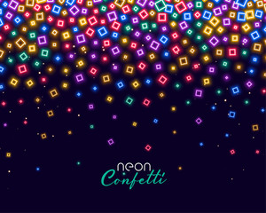 Canvas Print - colorful confetti in neon shiny lights background