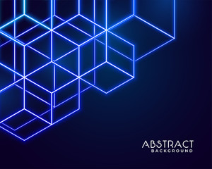 Wall Mural - hexagonal neon shapes abstract technology background design