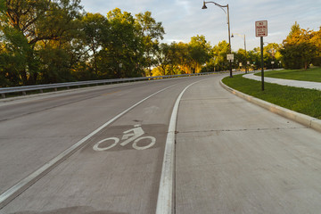 Symbol to indicate the road for bicycles.Soft-focus